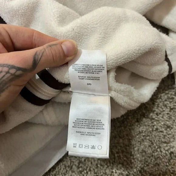 Columbia‎ Vintage Piped Full Zip Fleece Jacket Thermal Womens Ivory Brown Hooded - Picture 5 of 9